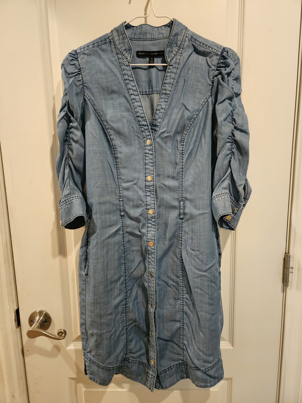 EUC Women's White House Black Market Light Blue Chambray Midi Dress